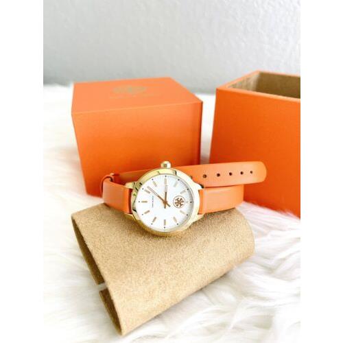 Tory Burch watch Collins - Ivory Dial, Orange Band, Gold Bezel 2