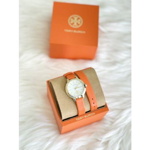 Tory Burch watch Collins - Ivory Dial, Orange Band, Gold Bezel 3