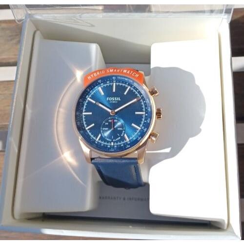 Fossil watch Sullivan Hybrid Smartwatch - Blue Dial, Blue Band, rose gold-tone Bezel 1