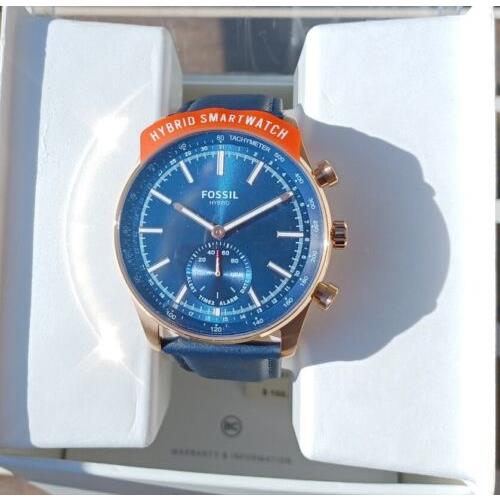 Fossil watch Sullivan Hybrid Smartwatch - Blue Dial, Blue Band, rose gold-tone Bezel 4