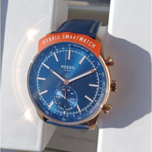 Fossil watch Sullivan Hybrid Smartwatch - Blue Dial, Blue Band, rose gold-tone Bezel 5