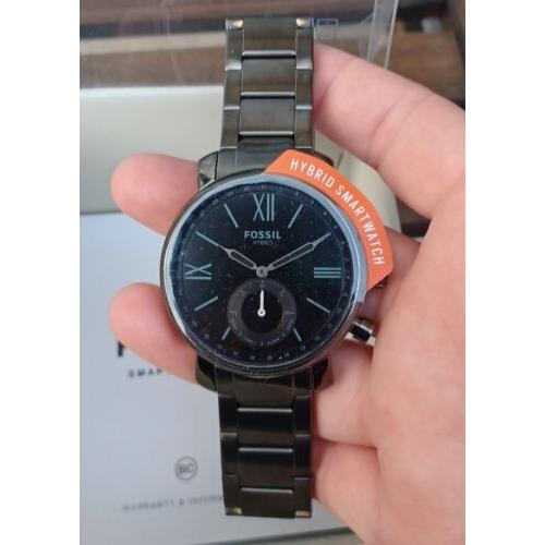 Fossil watch Sullivan Hybrid Smartwatch - Black Dial, Smoke Band, Smoke Bezel 4