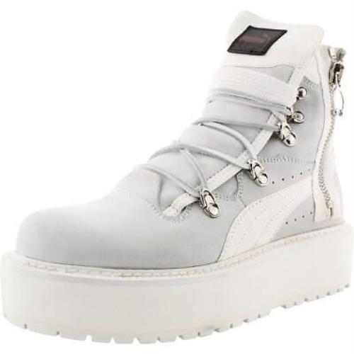 Fenty Puma by Rihanna Womens SB Rihanna Combat Lace-up Boots Shoes Bhfo 1087 - Puma White-White-Puma White