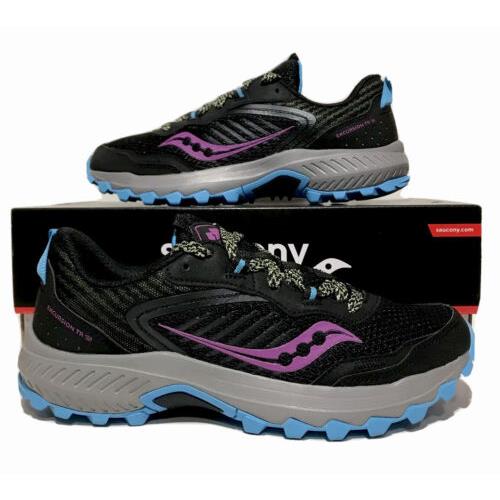 Saucony Excursion TR15 Womens Size 7.5 Trail Running Black Purple Athletic Shoes
