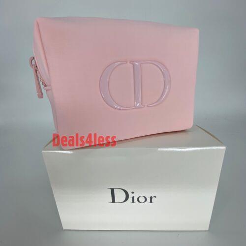 DIOR POUCH/BAG CD LOGO ZIP MAKEUP TOILETRY COSMETIC CASE NEW RED