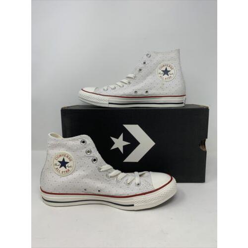 Converse Ctas Hi Mens Size 7 Womens Size 9 Shoes White Canvas Perforated Stars