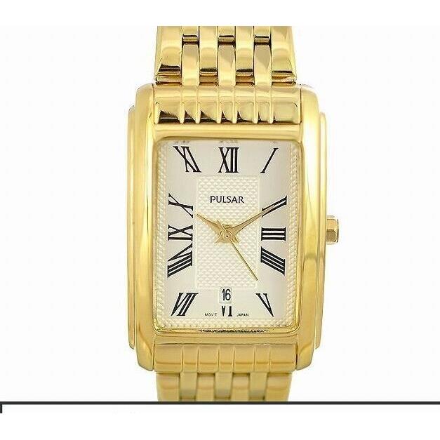 Seiko Pulsar Women Gold-tone Bracelet Watch PH7330 Quartz Silver Dial Wristwatch
