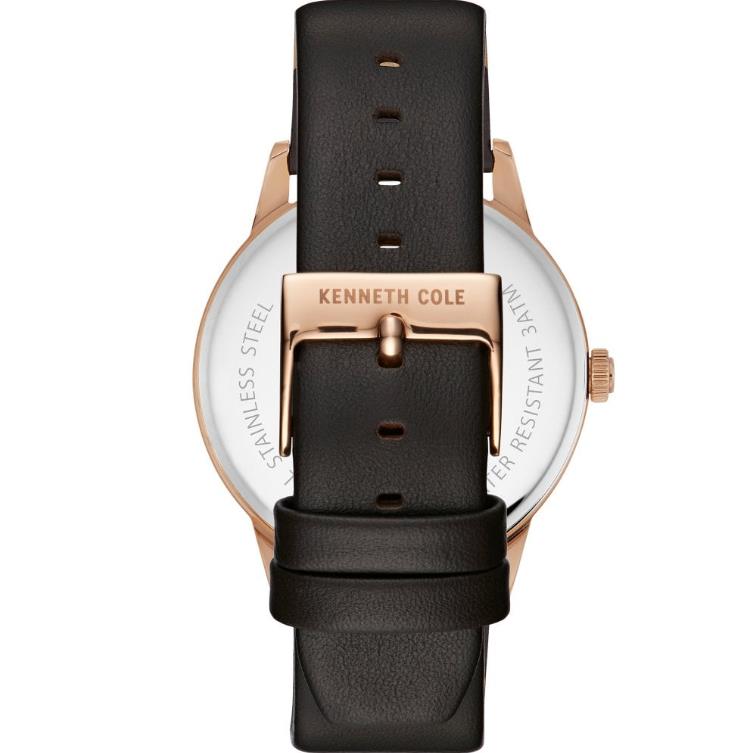 Kenneth Cole watch Multifunction - Gray Dial, Brown Band, Rose Gold Bezel 0