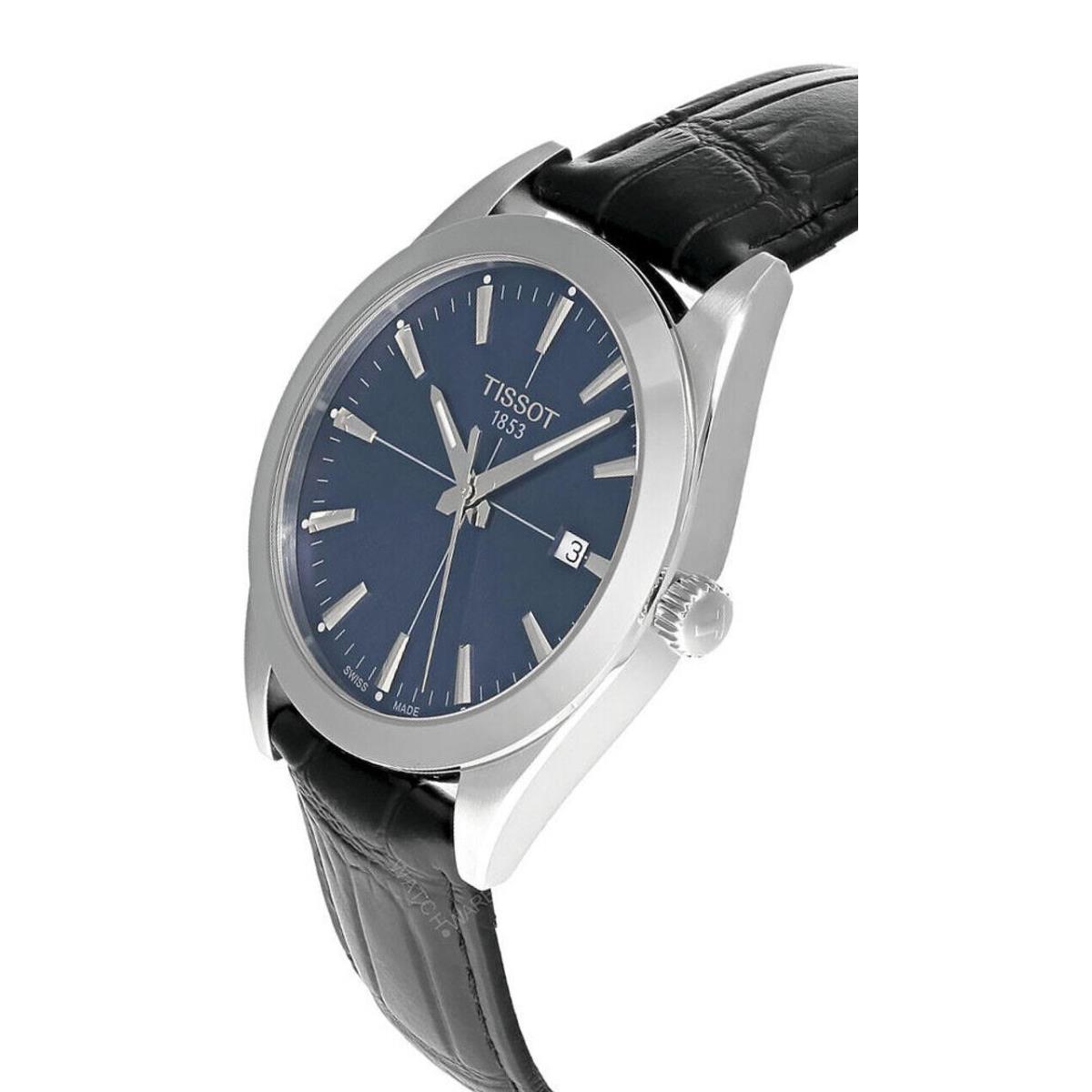 Tissot watch Gentleman - Blue Dial, Black Band, Silver Bezel 0