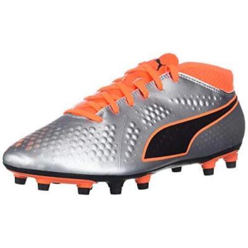 Puma Men`s One 4 Syn Firm Ground Soccer-shoe Silver-shocking Orange Black 12.5