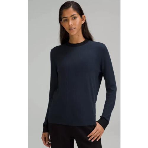 Lululemon Silk-blend Crewneck Sweater Size 8 True Navy/black