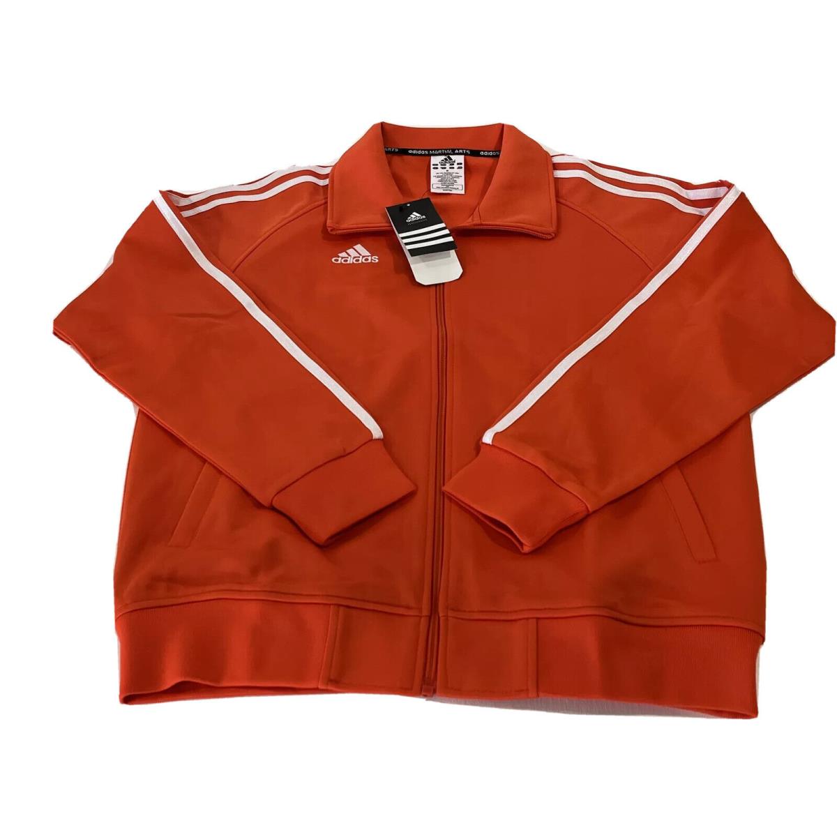 Adidas Mens Martial Arts Full Zip Jacket Size Medium Orange White Stripes
