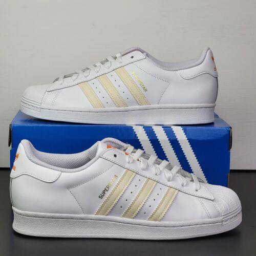 Adidas Originals Superstar OG Shoes Men`s Size 9.5 White Orange Sneakers GZ3737