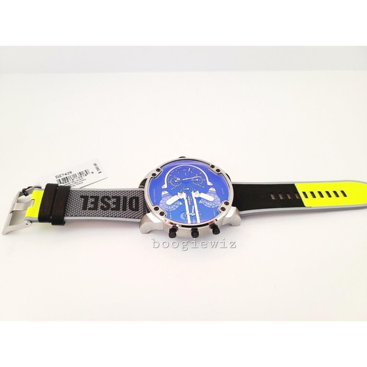 Diesel watch Daddy - Multi color crystal, iridescent blue and yellows Dial, has accent lime color on back, see photo Band, Black and stainless Bezel 3