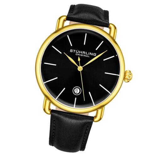 Stührling watch  - Black Dial, Black Band, Gold Bezel 0