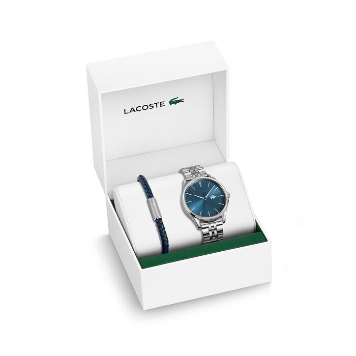 Lacoste Vienna Mens Blue Dial 42mm Steel Watch and Bracelet Gift Set 2070015