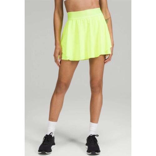 Lululemon Size 10 Court Rival HR Skirt Long Highlight Yellow Hiye Lined Tennis