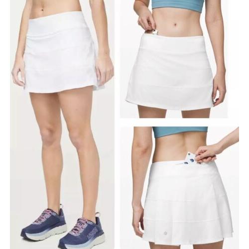Sz 6 Lululemon Pace Rival Skirt White 4-Way Stretch 13 Athletic Tennis Golf