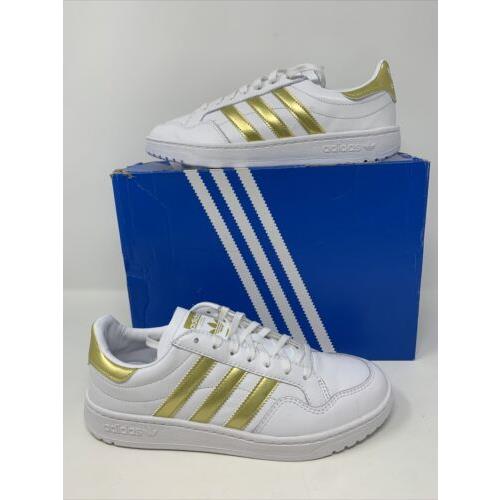 Adidas Team Court W Originals Shoes White Gold Stripes - Womens Size 8