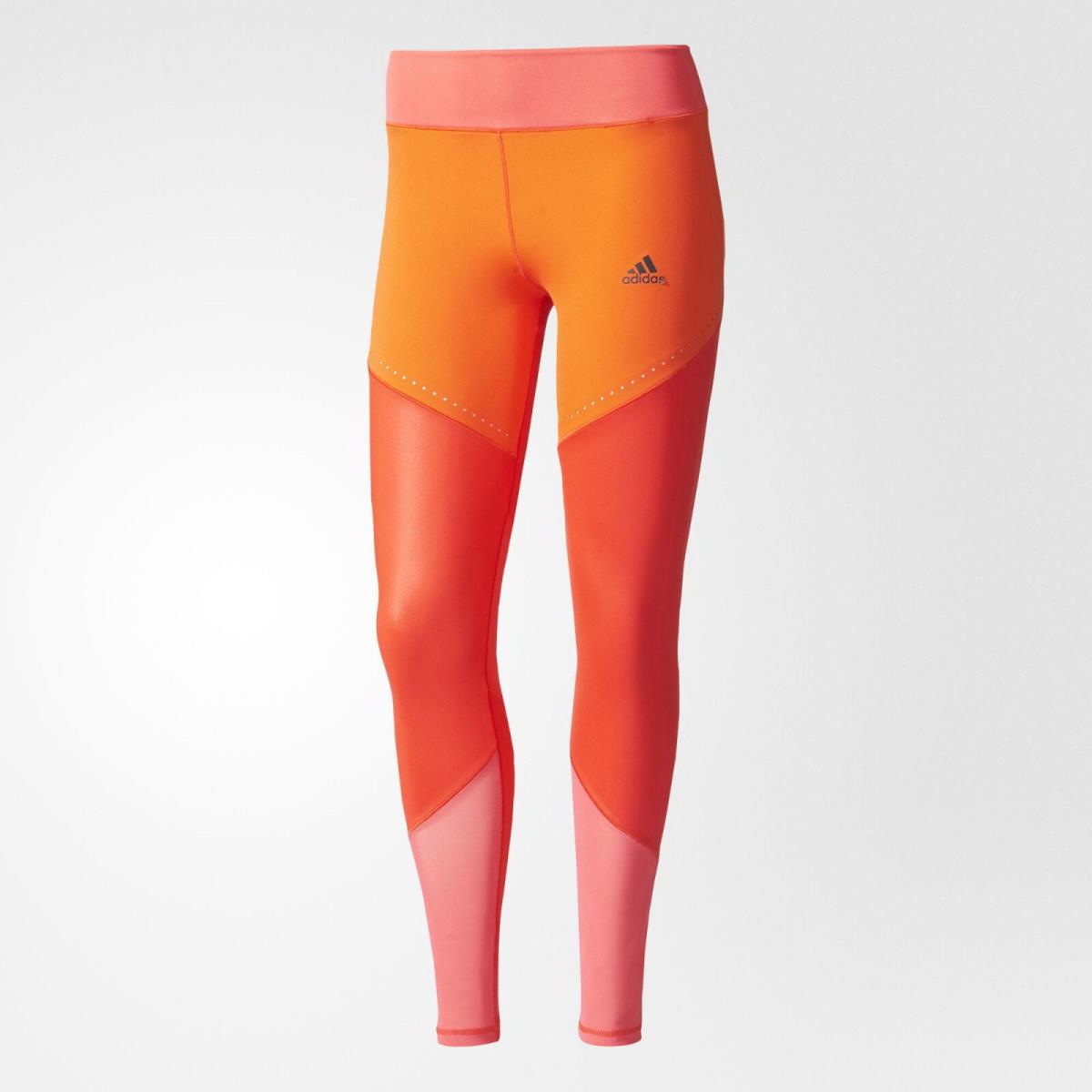Womens Leggings Adidas XL Climalight Run Red Orange Pink Coral Pants Wow