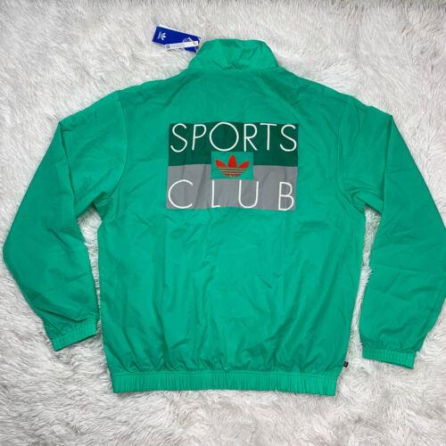 Adidas Sport Club International Mens Full Zip Jacket Size L Large Green Trefoil