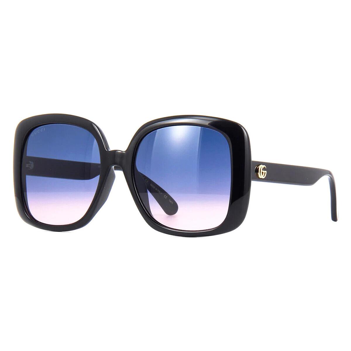 Gucci Women`s Sunglasses GG0714SA 002 Black /blue Gradient Lens 56mm