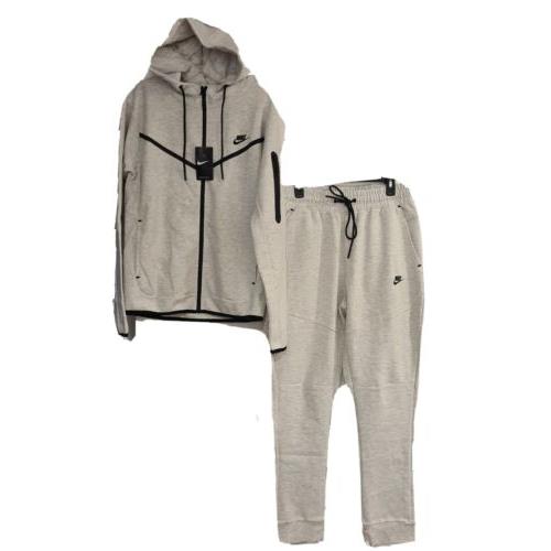 Nike Tech Cotton Sweat Suit Zip Up Hoodie Joggers Men`s Set Slim Fit XL