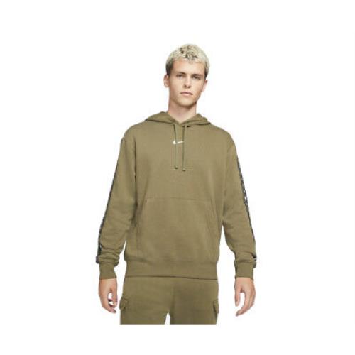 Nike Repeat Fleece PO Bb Mens Active Hoodies Size XS Color: Olive/white