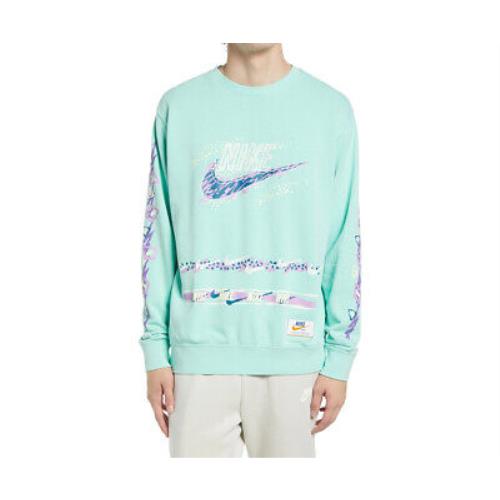 Nike Club Ft Stories Crew Mens Active Sweatshirts Size XL Color: Teal/multi
