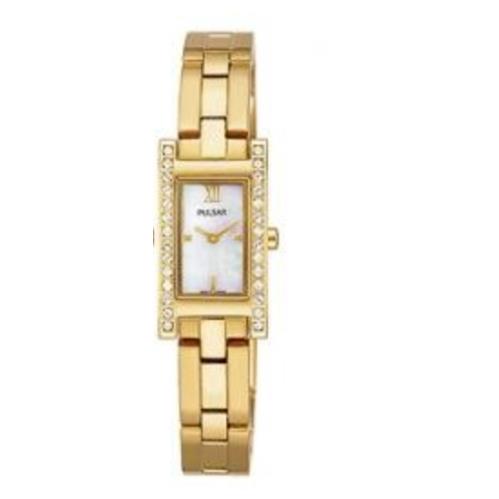 Pulsar Women`s Double Time Watch Gold Band PEG770