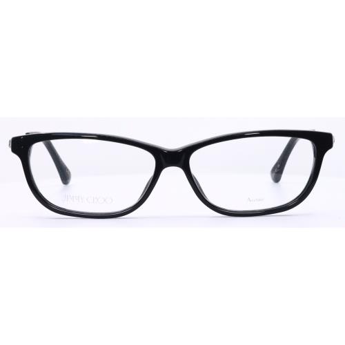 Jimmy Choo JC342 807 Black Rectangular Womens Full Rim Eyeglasses 54-13-145