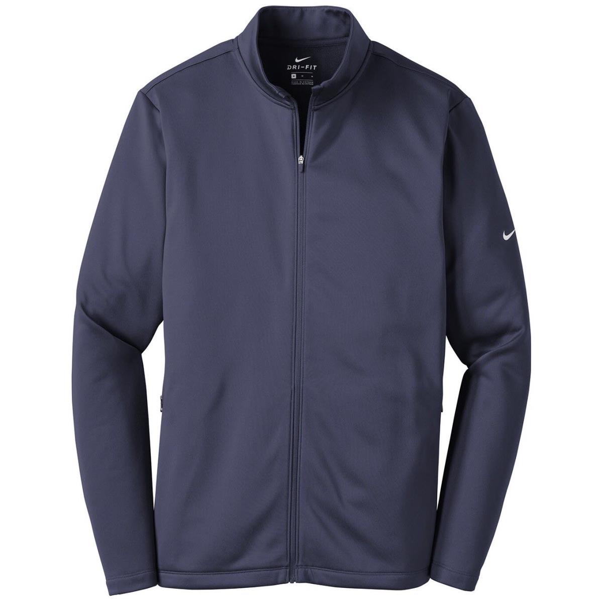 Men`s Nike Therma Fit Moisture Wicking Fleece Full Fip Jacket Pockets XS-4XL Midnight Navy Blue