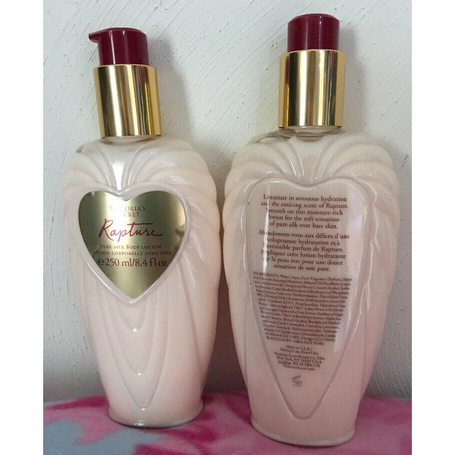 2 Victoria s Secret Rapture Perfume Pure Silk Body Lotion 8.4 fl oz