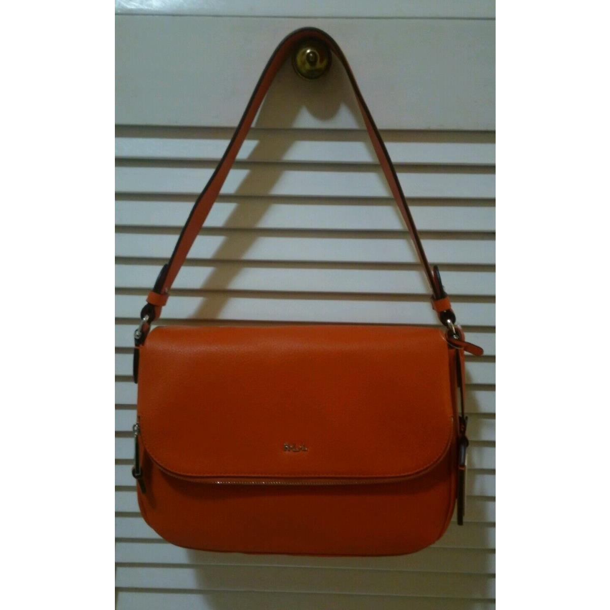 Lauren Ralph Lauren Harrington Leather Shoulder Bag Sunkist