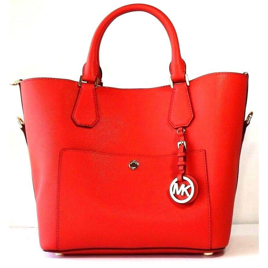 NWT$418.00- Michael Kors Greenwich Large Leather Bucket Grab Bag Sienna/ Luggage