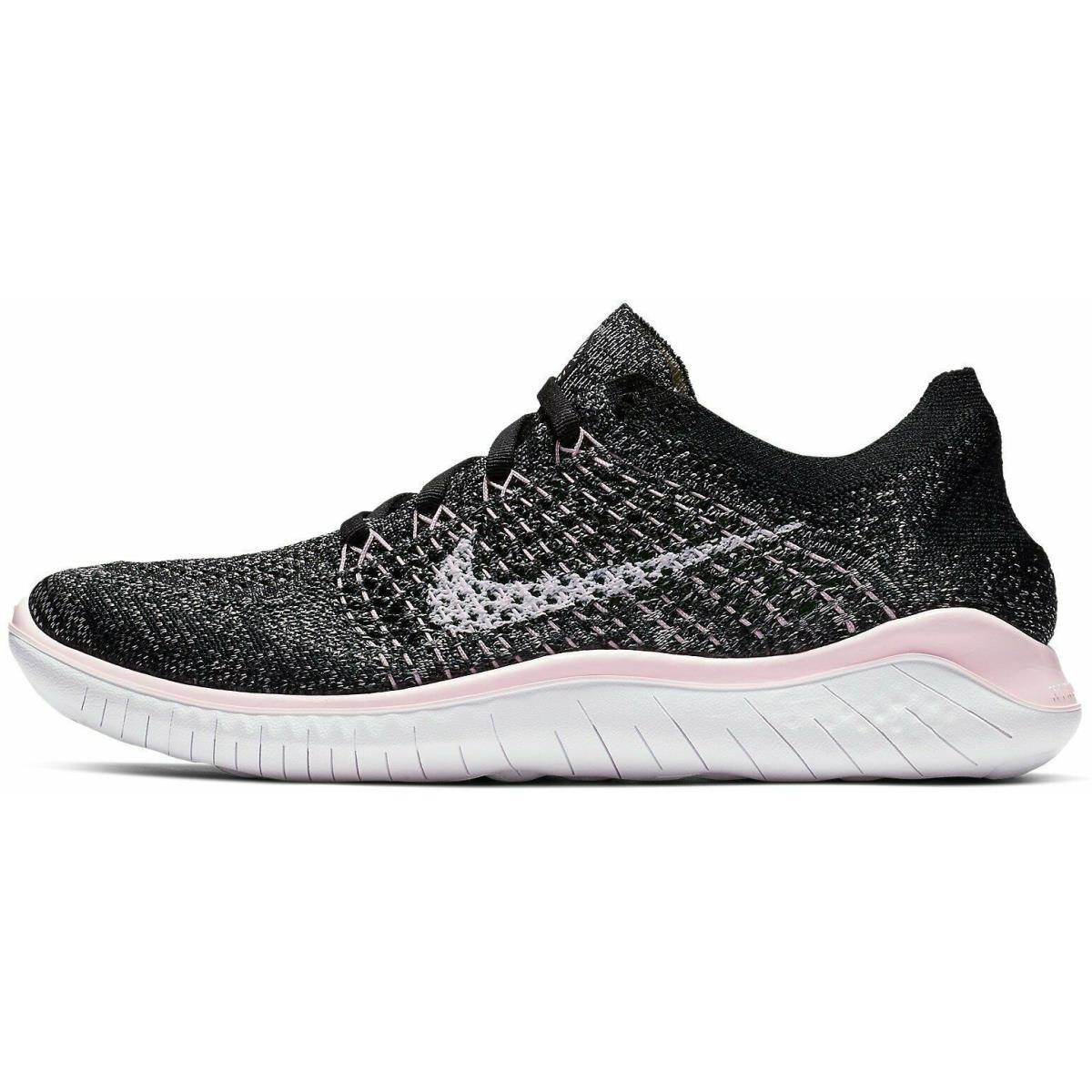 Womens Nike Free RN Flyknit 2018 Running Shoes -black/pink 942839-007 -sz 9 -new