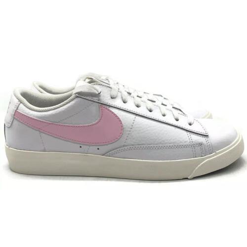 Nike Blazer Low Leather Mens Sz 10.5 Casual Shoe White Pink Skateboard Sneaker