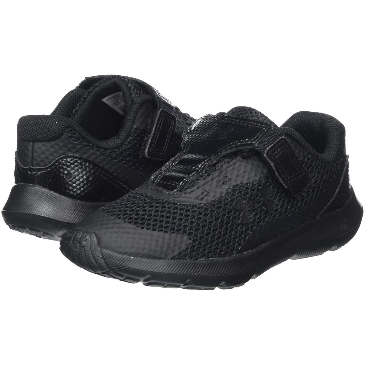 Boy`s Sneakers Athletic Shoes Under Armour Kids Surge 3 AC Toddler Black/Black/Black