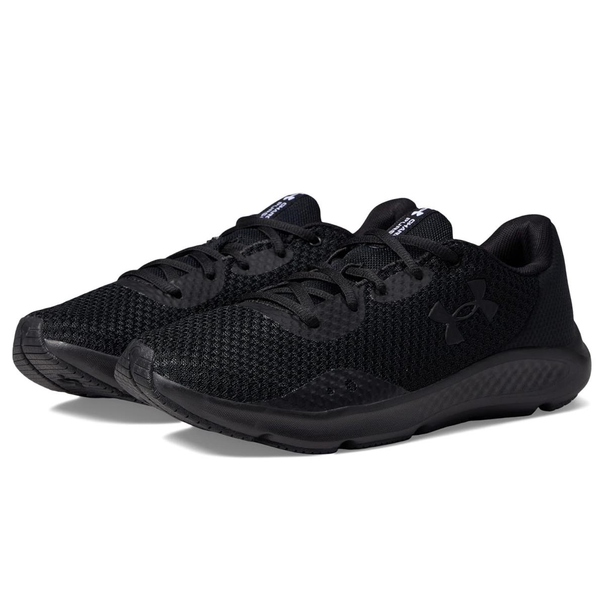 Woman`s Sneakers Athletic Shoes Under Armour Charged Pursuit 3 Black/Black/Black