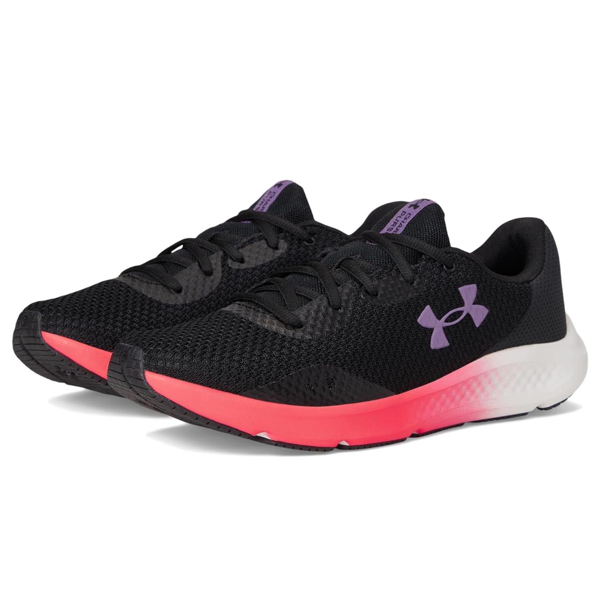 Woman`s Sneakers Athletic Shoes Under Armour Charged Pursuit 3 Black/Pink Shock/Retro Purple