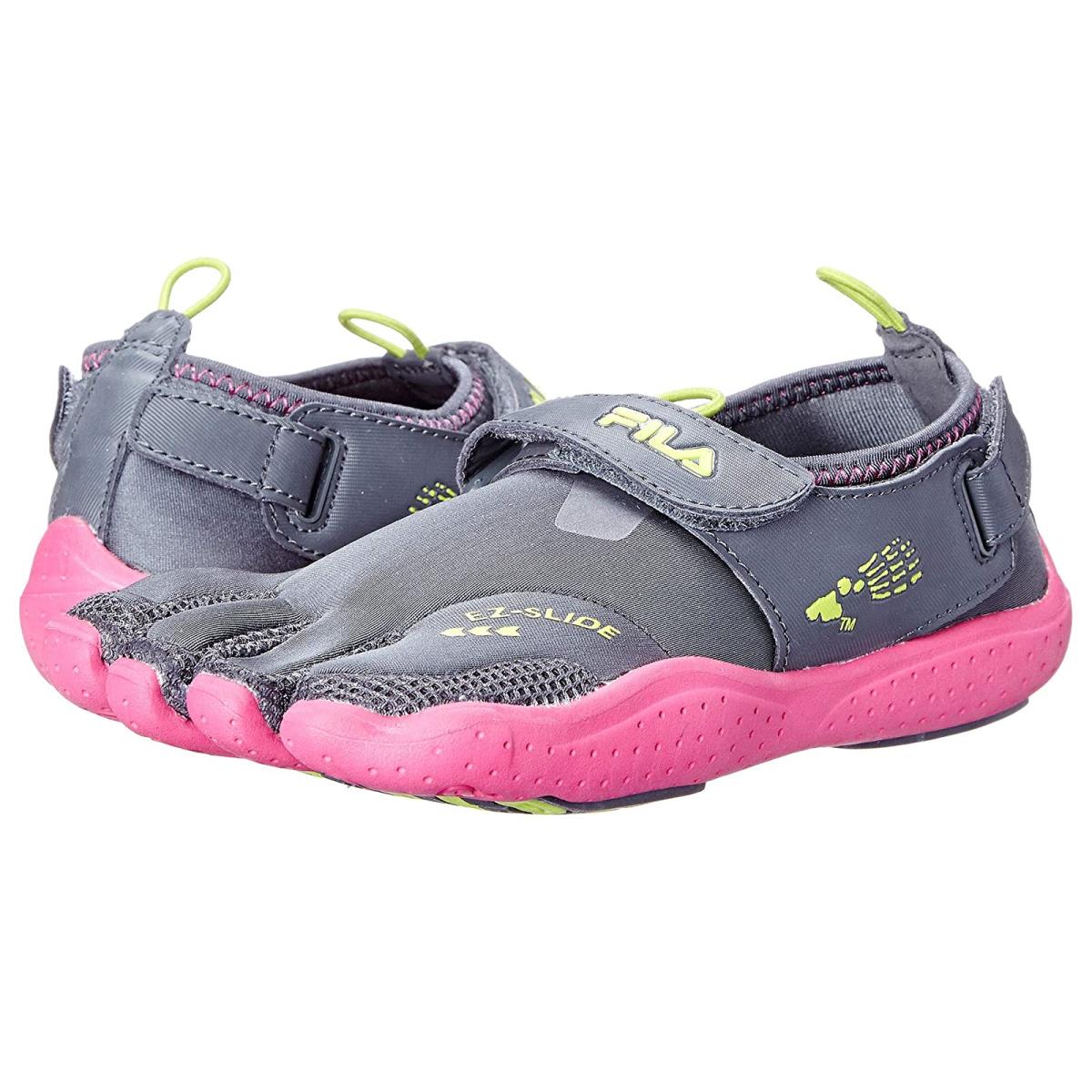 Woman`s Sneakers Athletic Shoes Fila Skele-toes EZ Slide Drainage Castlerock/Hot Pink/Lime Punch