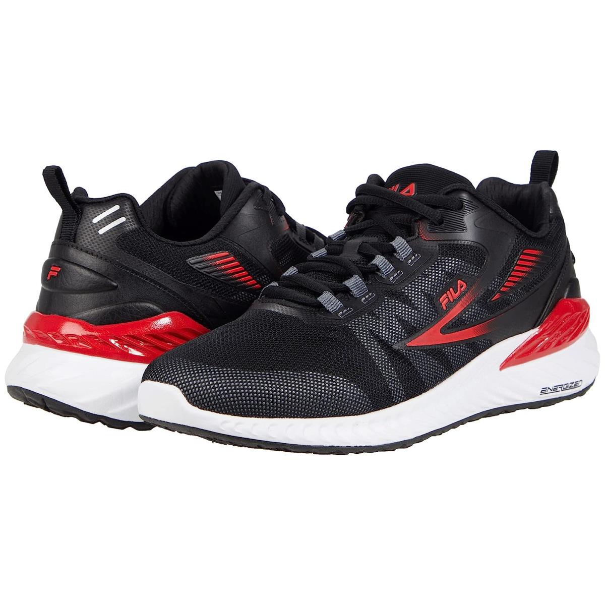 Man`s Sneakers Athletic Shoes Fila Trazoros Energized 2 Black/Castlerock/Flame Scarlet