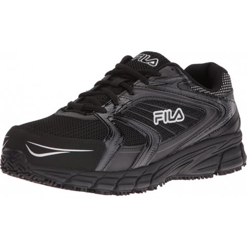 Fila Men`s Memory Reckoning 7 Work Slip Resistant Steel Toe Running Shoe Black/Black/Metallic Silver
