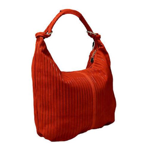 Pierre Cardin Red Leather Large Hobo Relaxed Suede Shoulder Bag