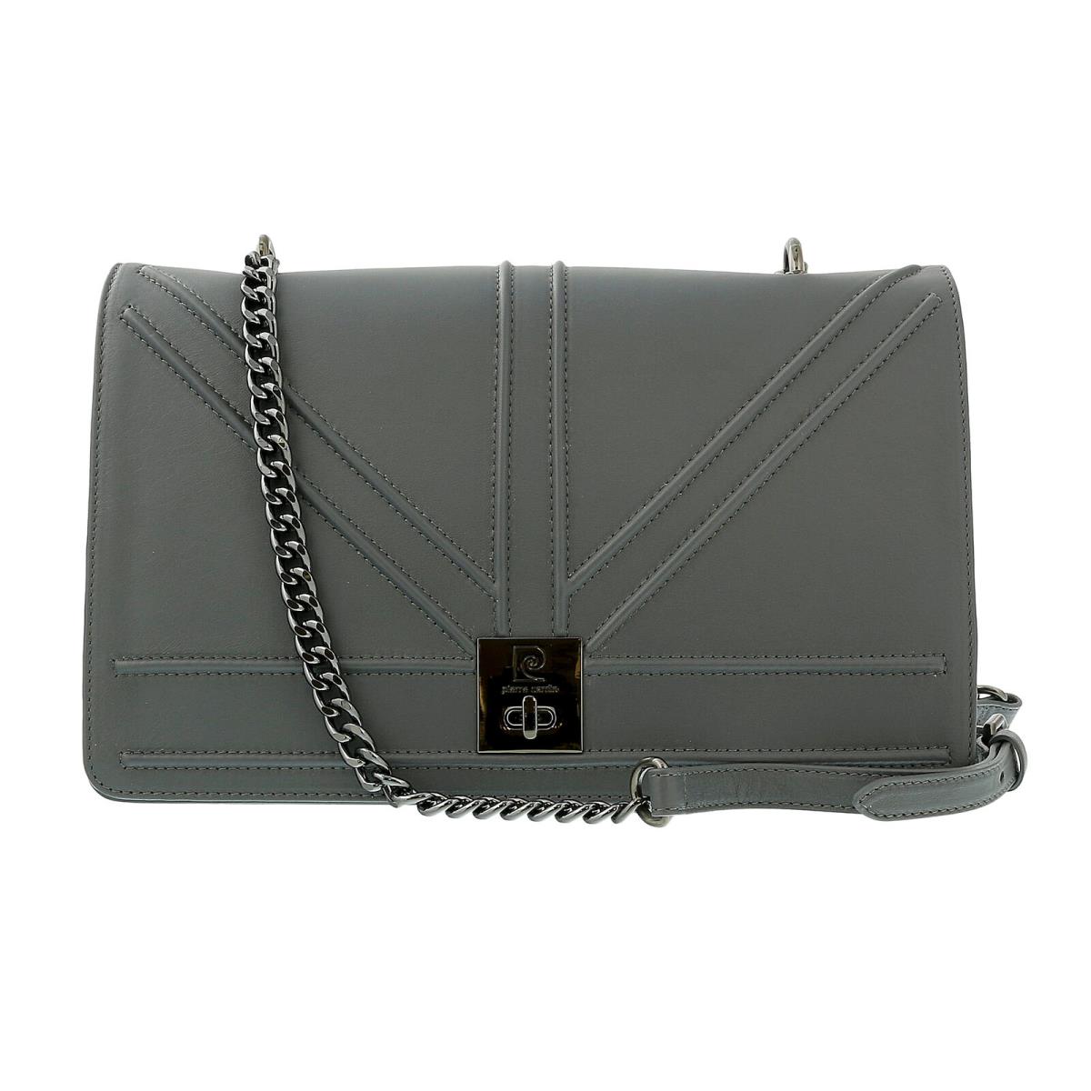 Pierre Cardin Grey Leather Medium Structured Shoulder Bag - Grey