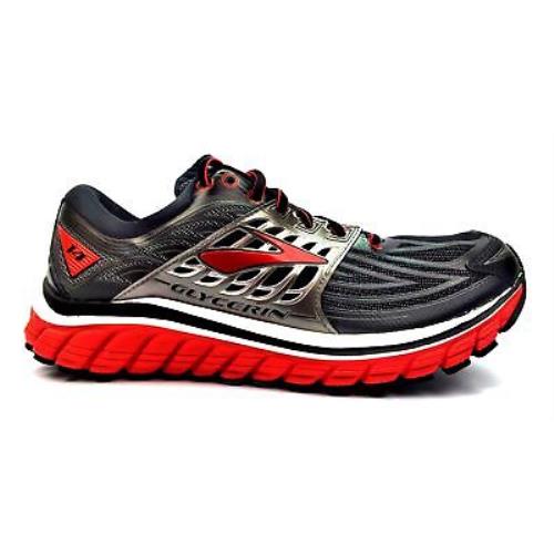 Brooks Mens Glycerin 14 1102362E082 Running Athletic Shoes Black Silver Red