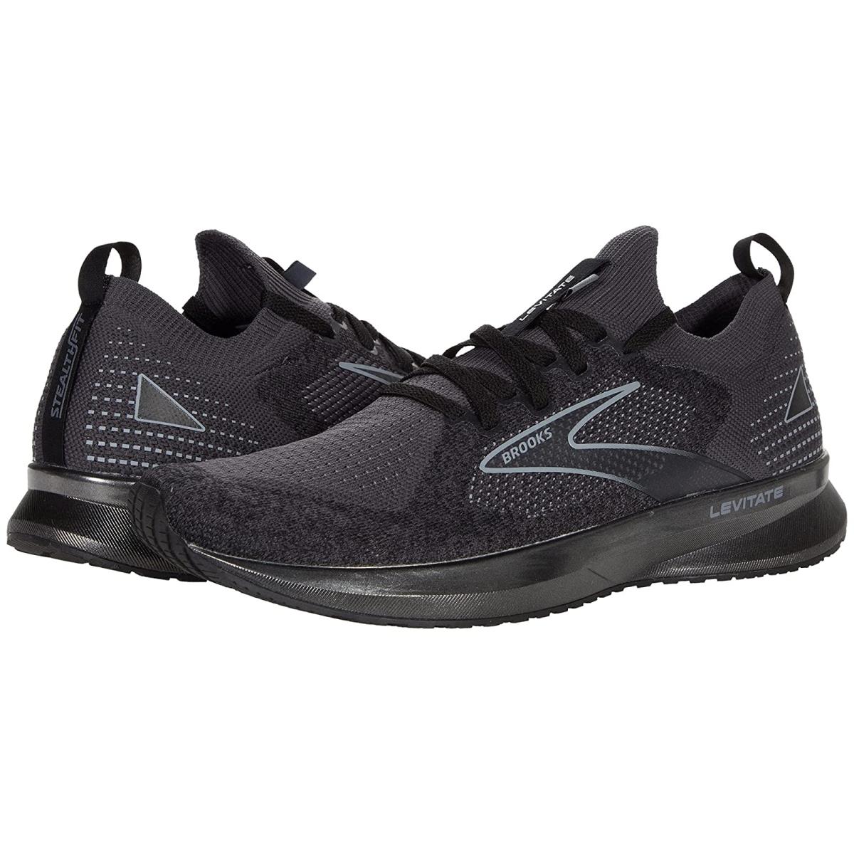 Man`s Sneakers Athletic Shoes Brooks Levitate Stealthfit 5 Black/Ebony/Grey