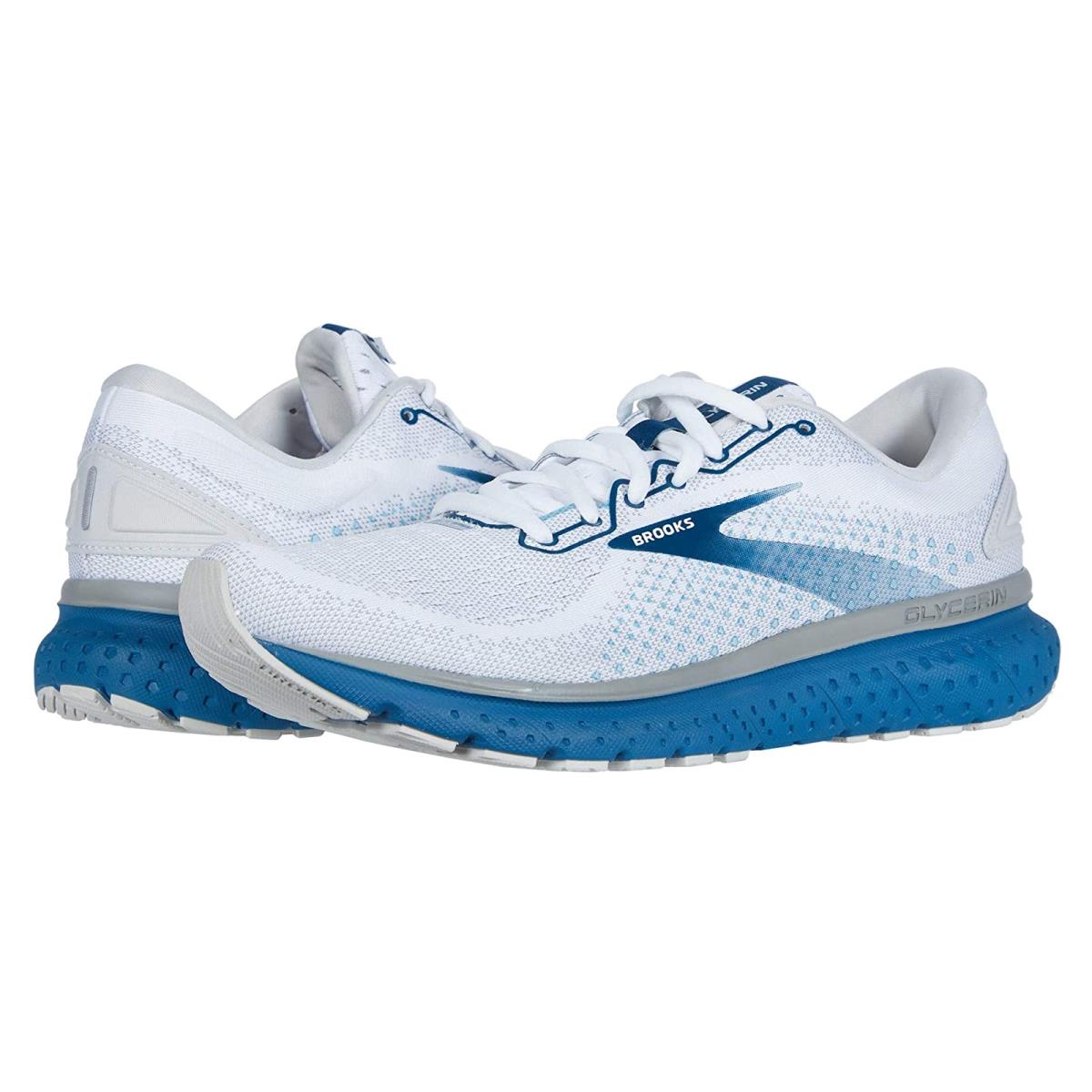 Man`s Sneakers Athletic Shoes Brooks Glycerin 18 White/Grey/Poseidon