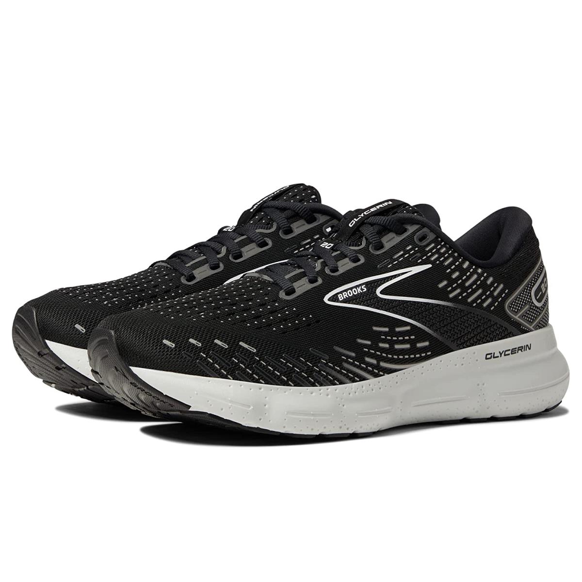 Man`s Sneakers Athletic Shoes Brooks Glycerin 20 Black/White/Alloy