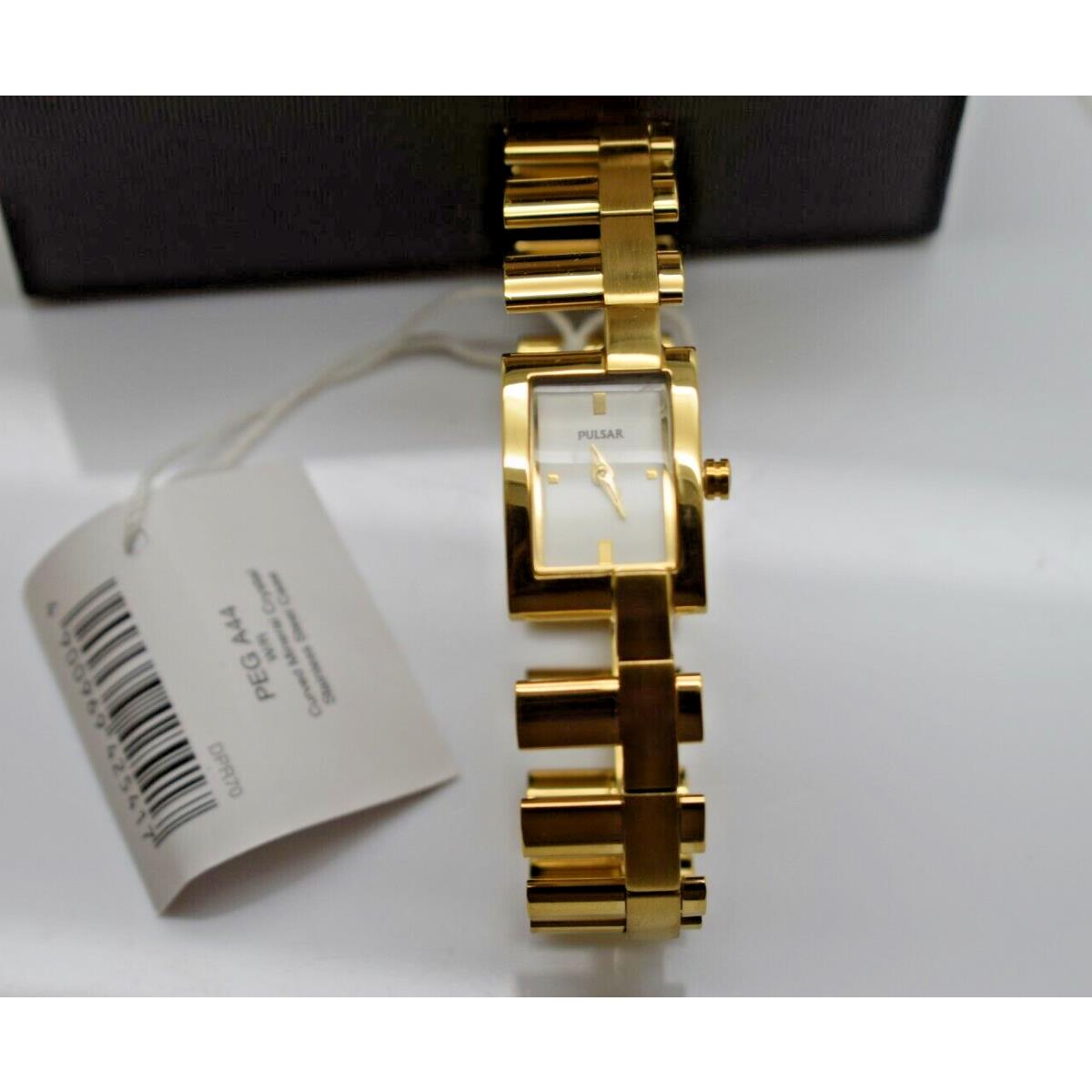 Pulsar Womens Design Watch Stainless Steel Gold Plated Square Case Link Bracelet